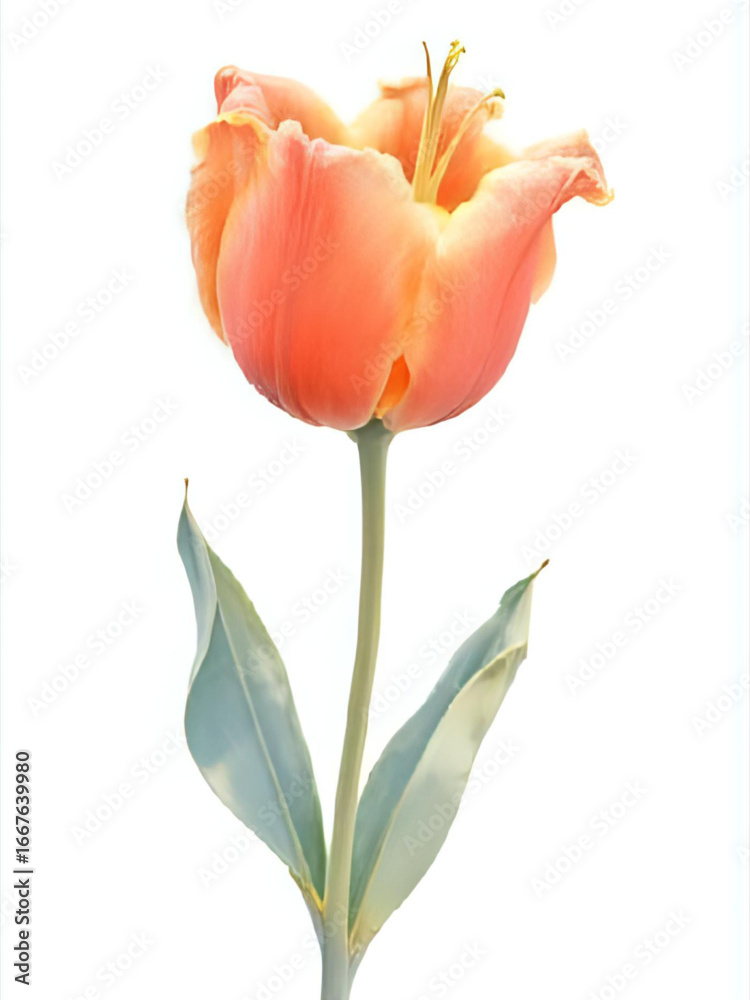 Naklejka premium Close-up of Elegant Pink Tulip Flower on White Background
