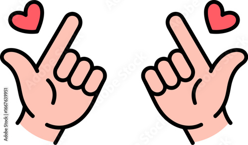 Finger heart korean love sign k pop gesture vector illustration