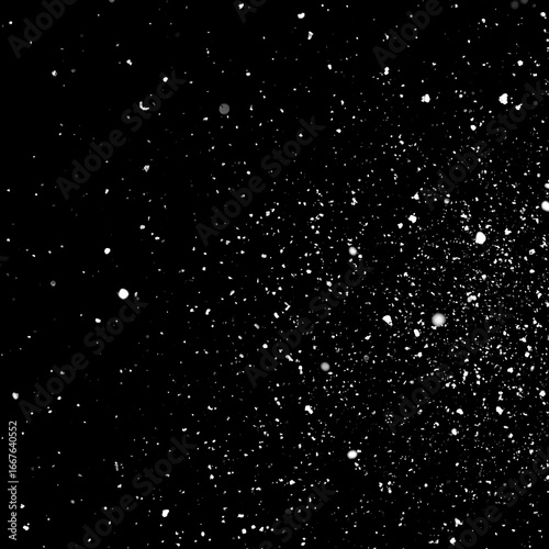 White particles on black background, night sky simulation