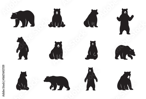 Bear Silhouette Vector Set