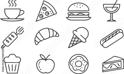 food and drink icons set