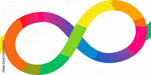 Colorful Infinity Symbol with Brushstroke Texture on White Background