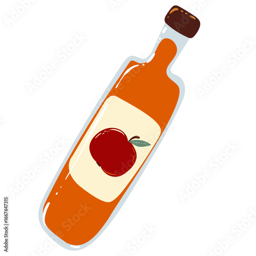 Apple Juice or Cider Bottle. Vector Illustration