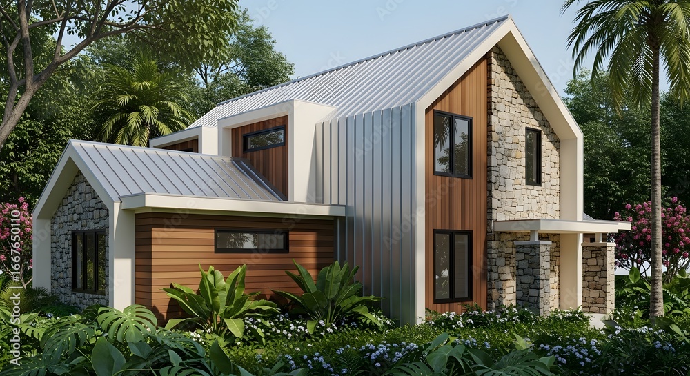 Fototapeta premium Minimalist style house in scandinavian theme architecture