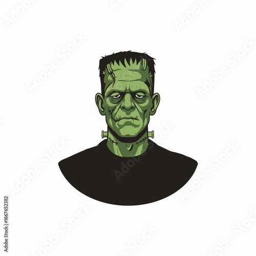 Halloween Frankenstein Head Icon Vector – Spooky Monster Cartoon Illustration and iconic Halloween monster element for your creative projects.