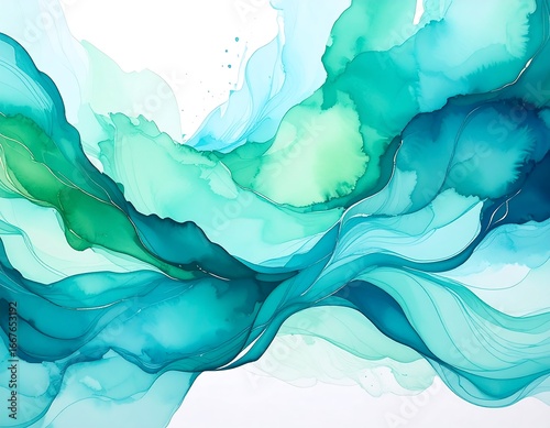 Abstract flowing teal and green colors