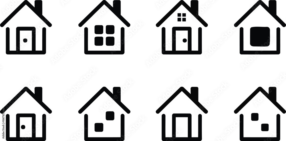 Fototapeta premium House icon set vector illustration for real estate property and home design related concepts and themes