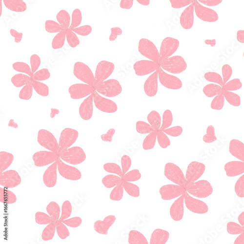 Wallpaper Mural seamless pattern with pink flowers Torontodigital.ca