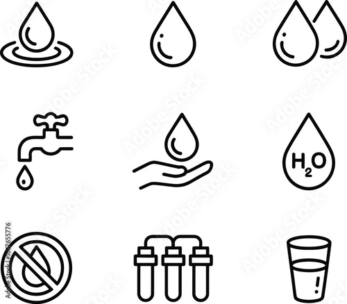 Water drop icon set vector illustration for water purification and conservation theme design usage