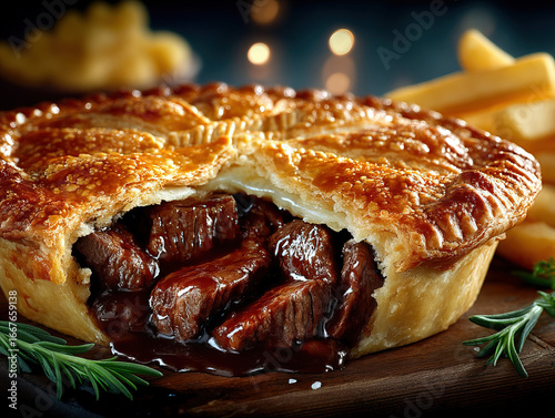 steak pie and chips: A hear...