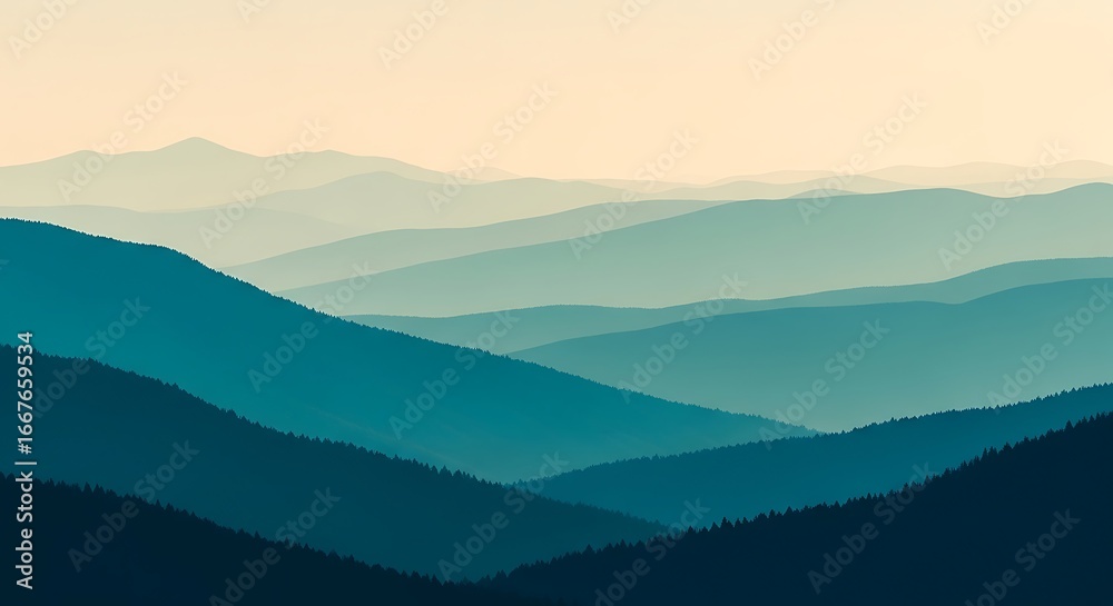 Obraz premium Serene Mountain Range Landscape.