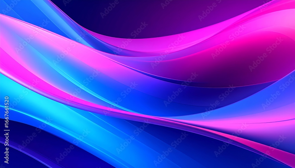 Fototapeta premium Vibrant Neon Waves Abstract Background with Blue and Pink Flowing Light.
