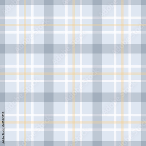 Plaid pattern seamless background classic check motif. Modern light grey fabric design textile swatch.