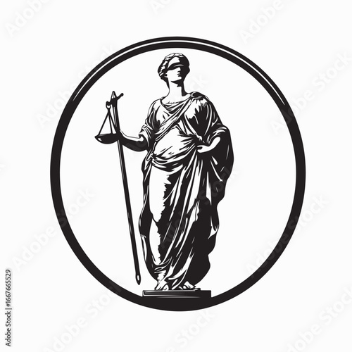 Themis statue holding a scale justice law symbol vector illustration design