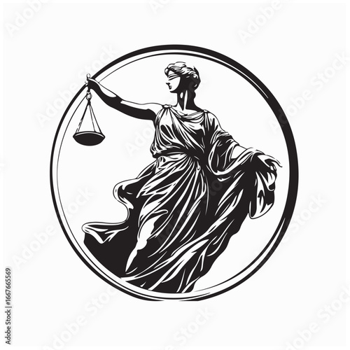 Themis statue holding a scale justice law symbol vector illustration design