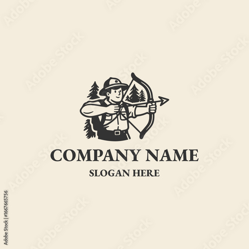 Man archer logo vector icon illustration