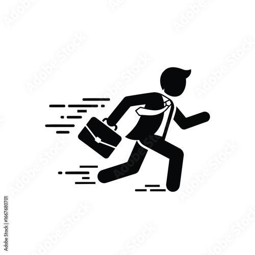 Vector illustration of businessman running with a briefcase