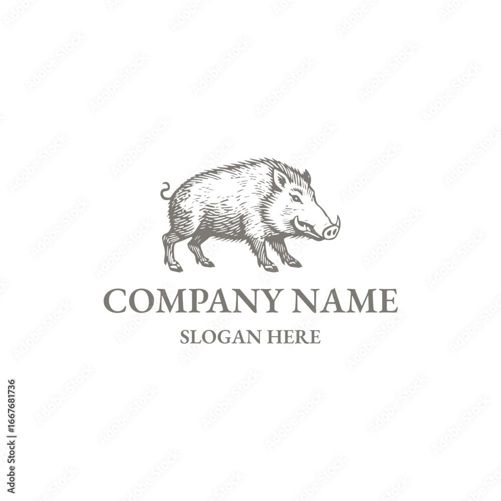Obraz premium Pig logo style icon design template vector illustration
