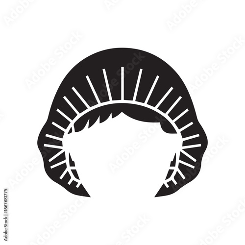 Black and White Silhouette of a Hair Net for Food Service and Sanitation Icon