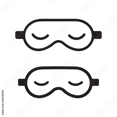 Set of Sleep Mask Icons for Rest, Relaxation, and Travel Design