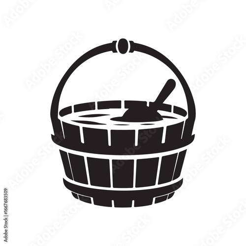 Sauna Bucket Silhouette for Wellness and Relaxation