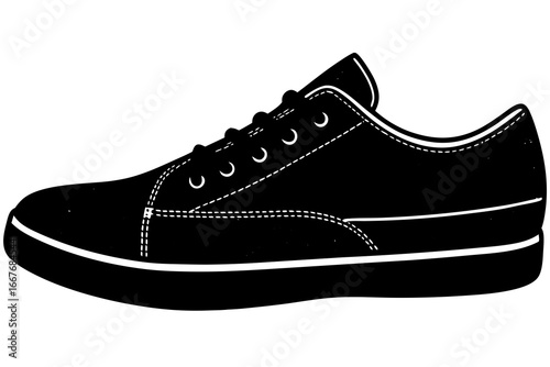 Vector art of a  black and white sneaker in side view