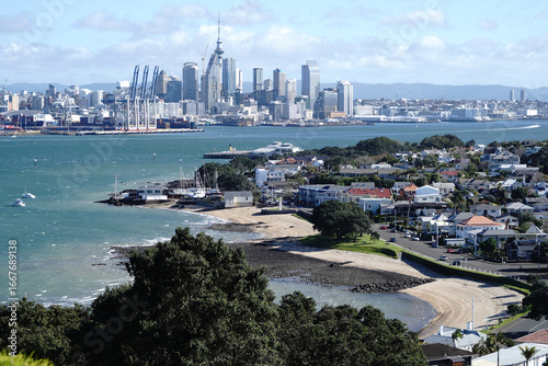 View of Auckland City, New Zealand from North Head, Devonport