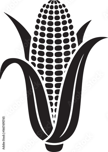 Corn icon. Cob vector illustration. Maize logo. Starch symbol. Vegetable emblem. Agriculture harvest silhouette