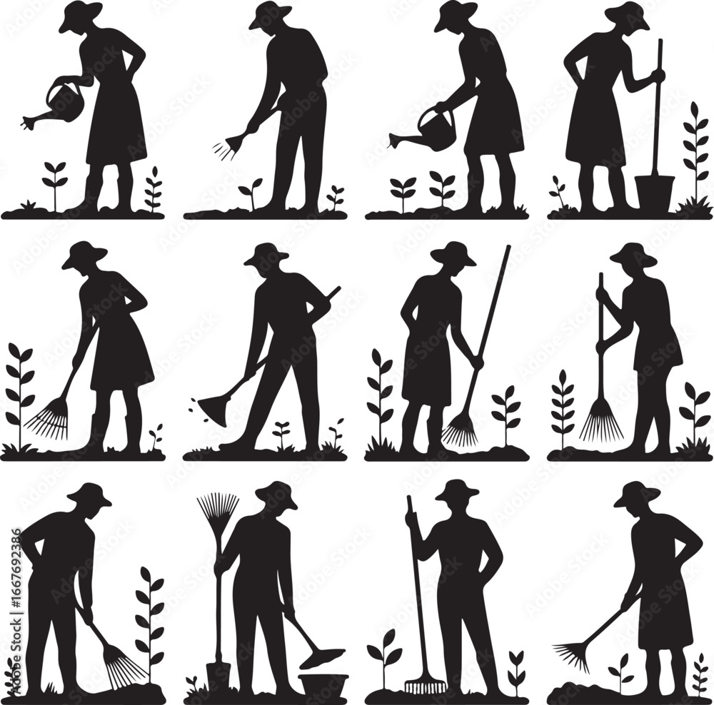 Obraz premium Farmer Silhouettes