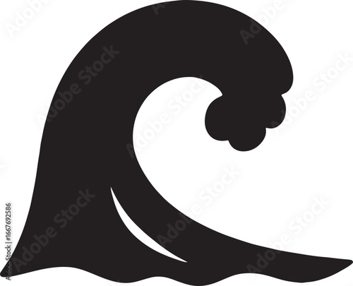 Wave silhouette vector, ocean water design, minimal flat style for creative projects and branding.