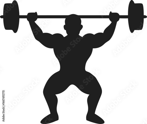 Minimalist Silhouette Athlete Lifting Barbell Graphic Element Illustration Design
