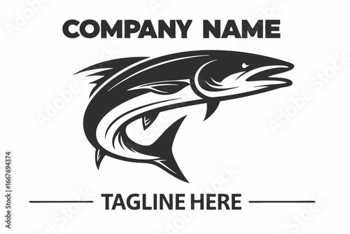 Detailed Black Fish Jumping on a White Background