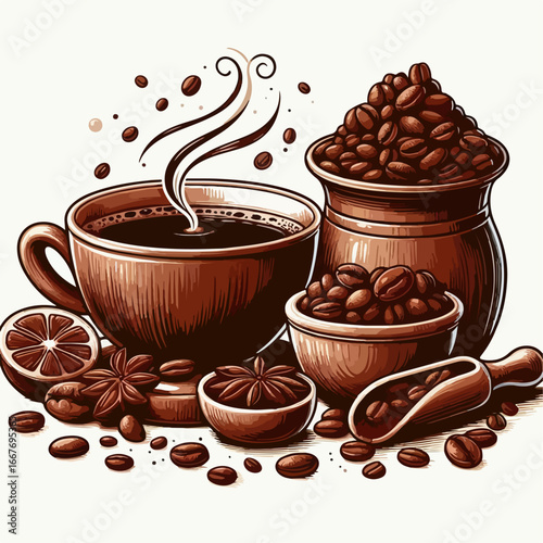 vector illustration of coffee beans