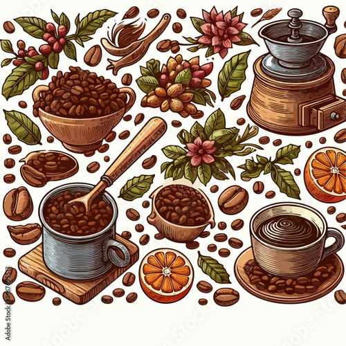 vector illustration of coffee beans