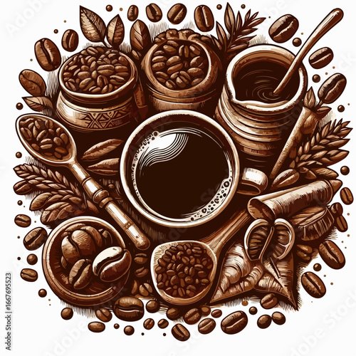 vector illustration of coffee beans