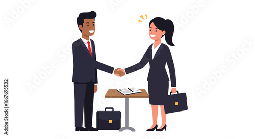 Business Professionals Shaking Hands in Agreement.