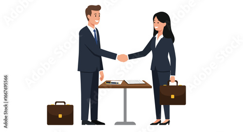 Business Professionals Shaking Hands Over Agreement 1.