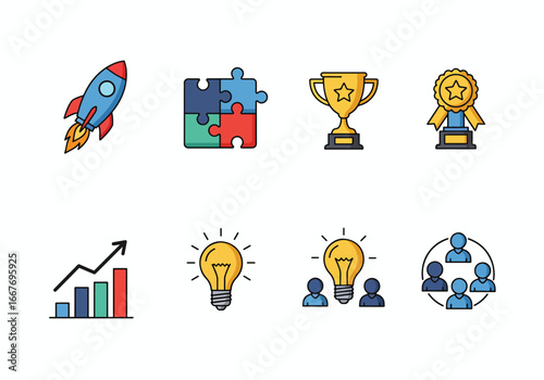 Business Success and Innovation Icons Set 1.