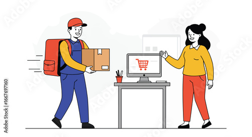 Delivery Person Handing Package to Customer 1.