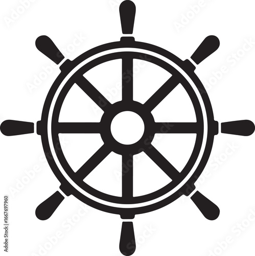 Ships wheel silhouette, ships wheel icon vector illustration