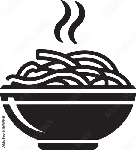 Spaghetti or noodle simple black icon on white background