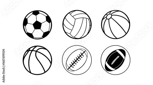 Set of soccer and football balls vector illustration