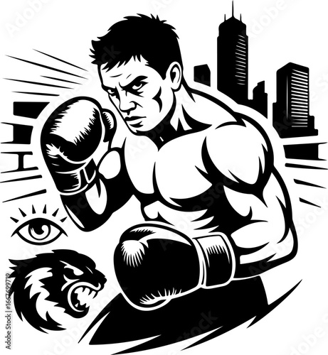 "Boxing and Action-Themed Vector Icon Set"
