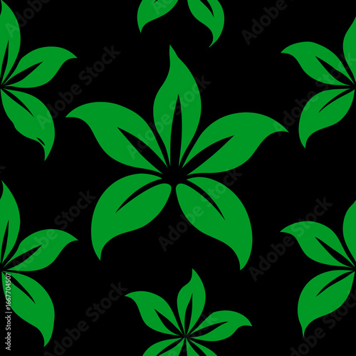 seamless pattern with green flowers