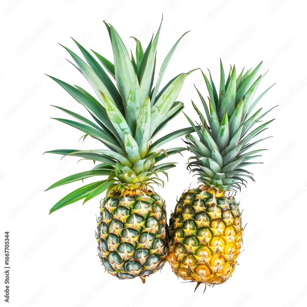 Two pineapples side-by-side Two pineapples side-by-side