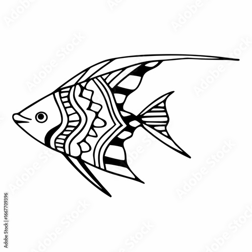fish vector coloring page