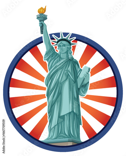 Statue of Liberty in Retro Vector Style