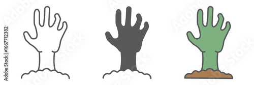 Zombie hand line icon, undead and halloween, arm sign, vector graphics, a linear pattern on a white background, eps 10.