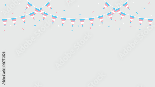 Transgender flag party bunting. LGBTQIA+ concept. Flat design illustration.	