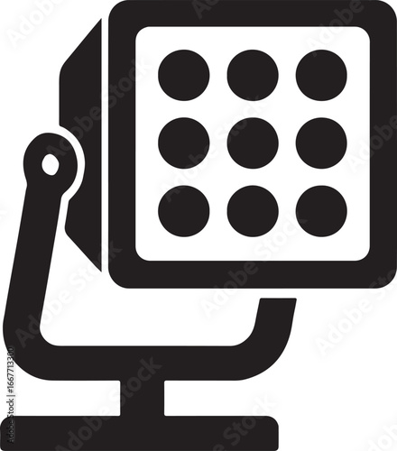 Spotlight floodlight silhouette icon representing focused lighting, stage, outdoor illumination, and design.